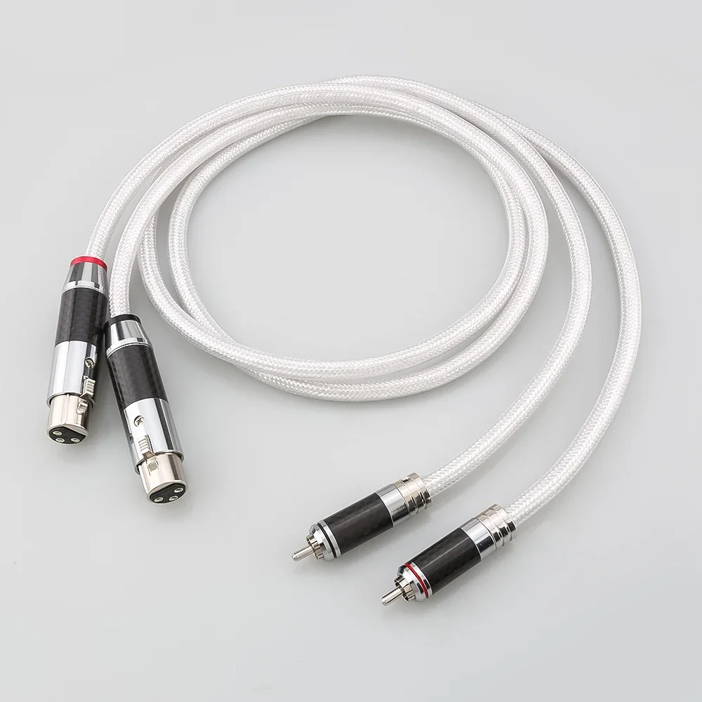 IC102AG 99.998% Cable RCA a XLR de fibra de carbono de plata pura interconexión de Audio HiFi sólido PSS núcleo de plata pura enchufe plateado