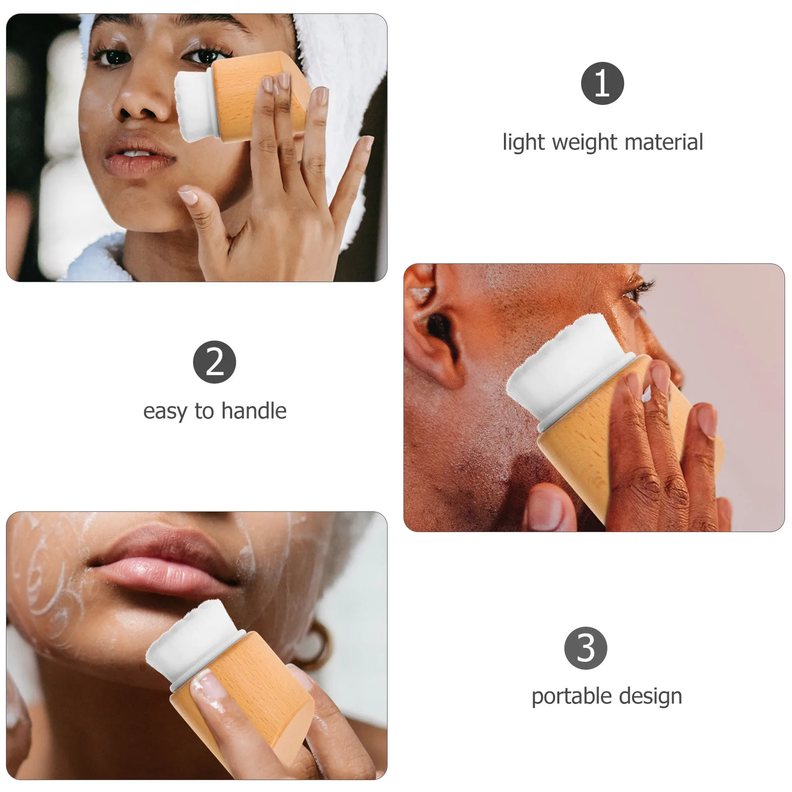 Szczoteczka do oczyszczania twarzy z drewna bukowego, delikatny peeling do skóry wrażliwej, przenośne narzędzie do pielęgnacji skóry.