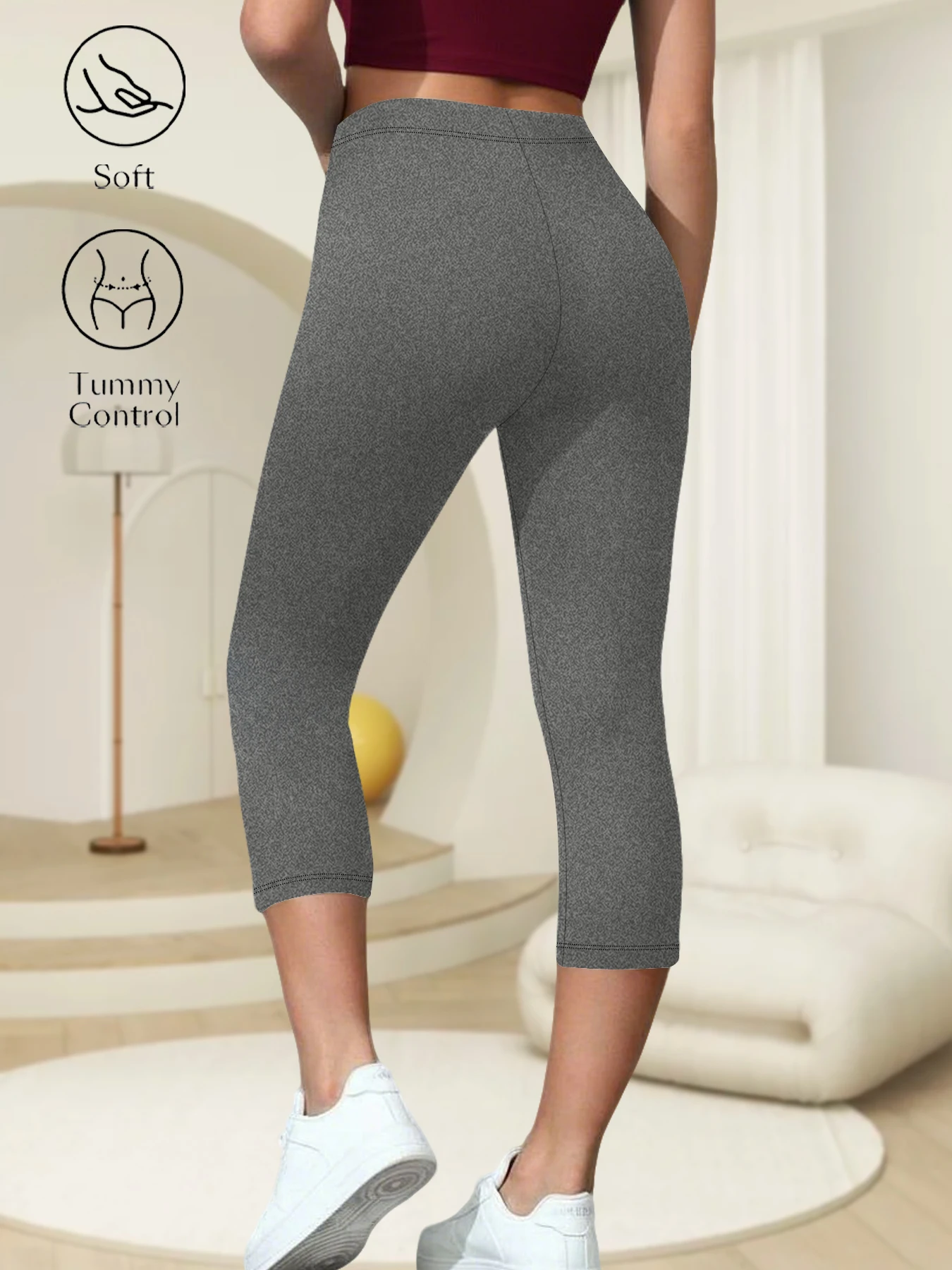 

Women's Super Soft Capri Pants High Stretchy Breathable Pants No See Through Workout Running Yoga Athletic Pants Gym Leggings