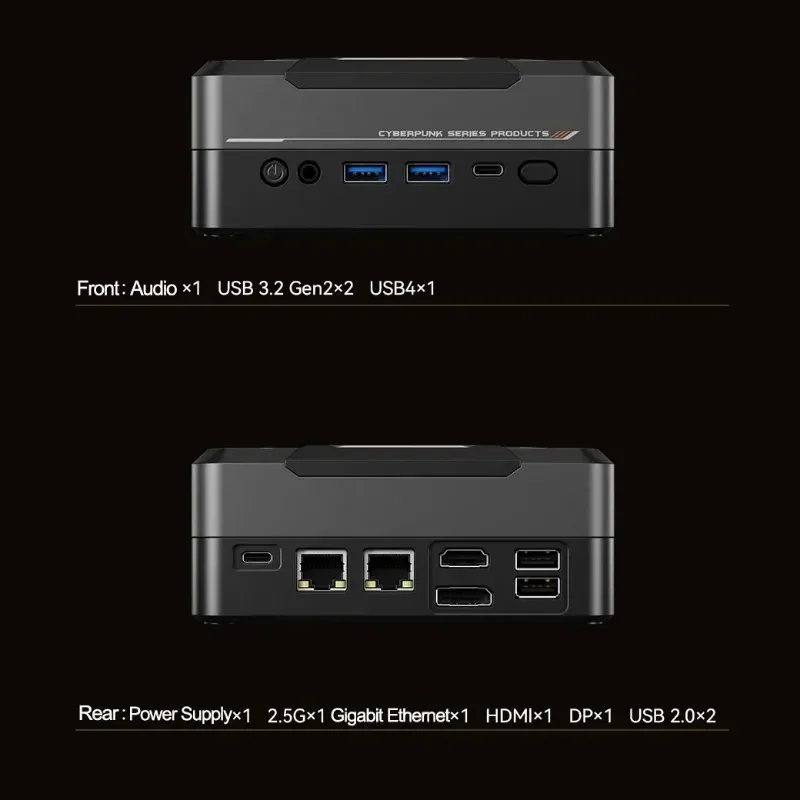 Mini PC AMD RYZEN 7 8845HS 8 Cores 16 Threads 2x DDR5 Slots M.2 PCIE4.0 NVMe SSD WiFi6 BT5.2 2.5G Ethernet USB4 Windows11