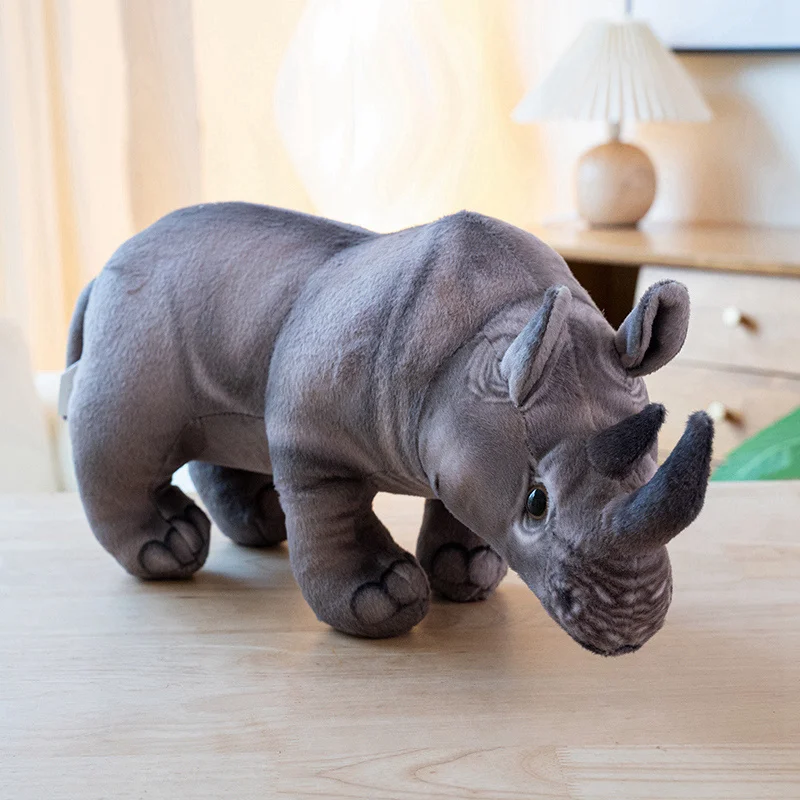30cm/45cm Real Life Rhinoceros Plush Toy Stuffed Lifelike African Rhinos Wild Animals Doll Toys For Kids Children Xmas Gift