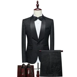 Y903 Vestido de noche para banquete para hombre, conjunto de traje para padrino de novio, traje MC de presentador, traje informal de negocios con doble botonadura de dos piezas