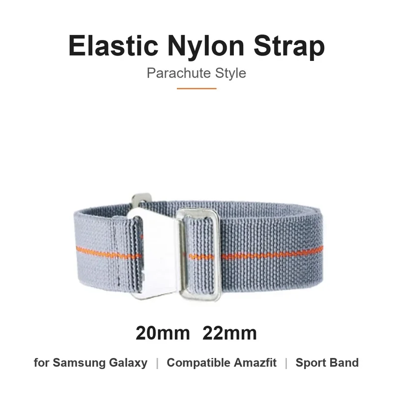 Elastic Nylon Watch Strap 20mm 22mm Parachute Style for Samsung Galaxy Watch 3 41mm 45mm, Compatible with Amazfit Sport Bands