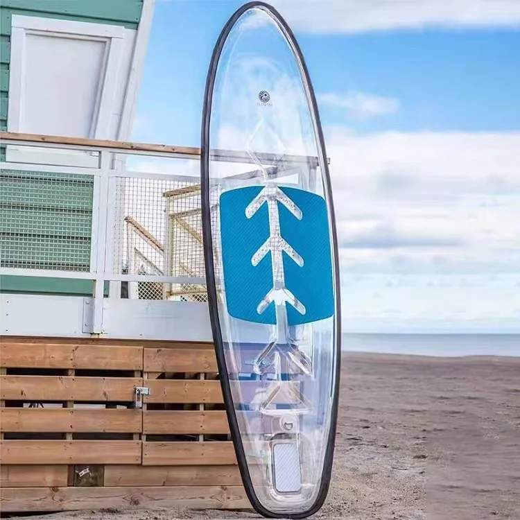 Tabla de surf transparente para adultos, remo de pie para principiantes, carreras acuáticas, popular, ins