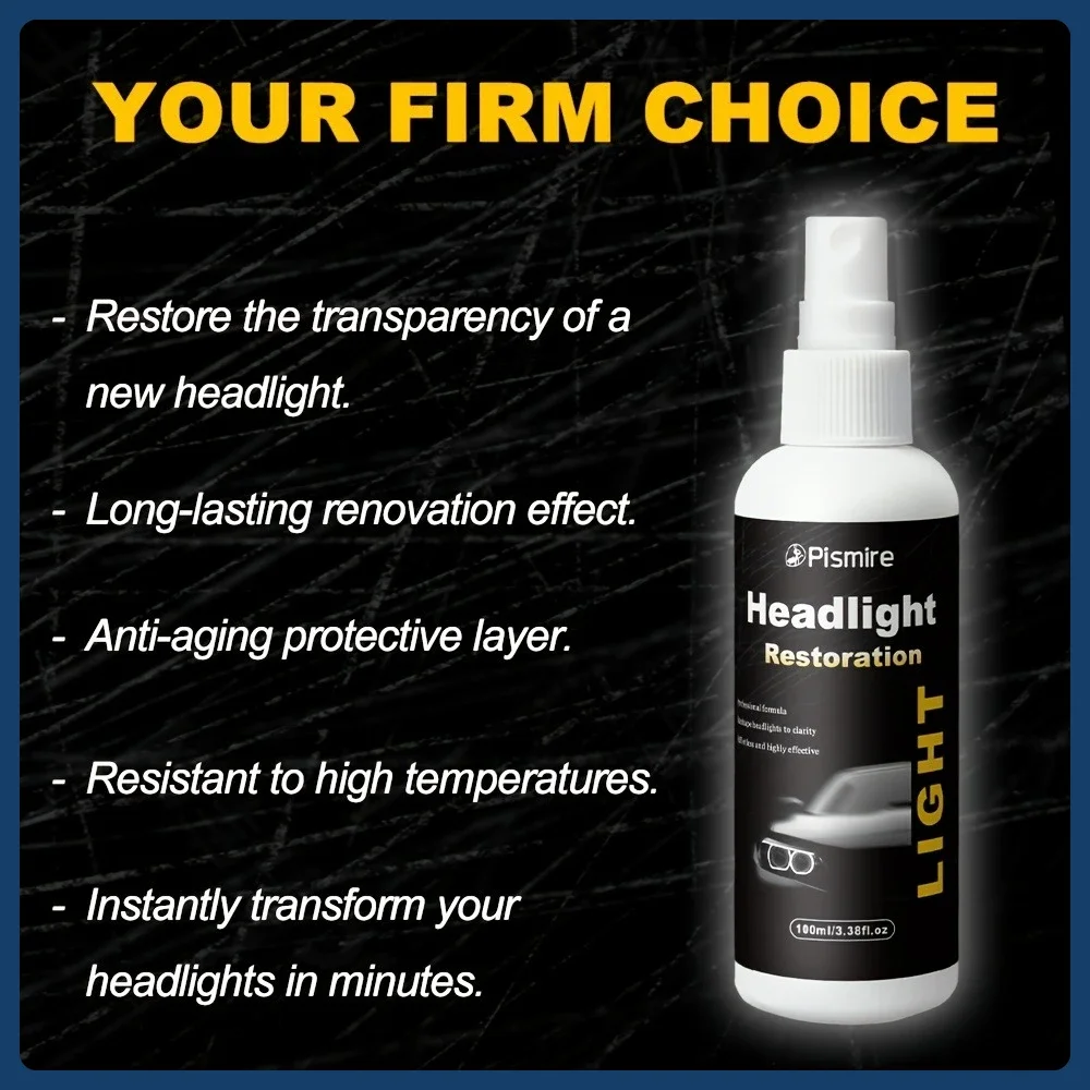 Líquido para reparación de faros de automóvil de 3,38 oz, no requiere pulido, faros de actualización rápida, kit de mantenimiento y cuidado de faros