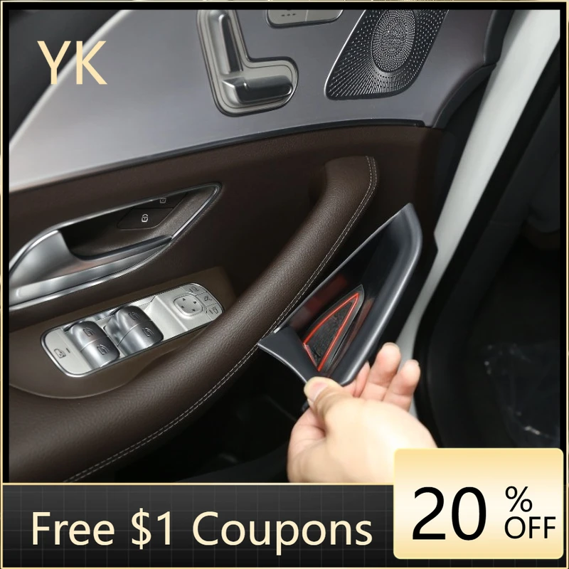 

For Mercedes GLE W167 2020-2025 ABS Black Car Door Storage Box Storage Trays Phone Storage Box Interior Car Accessories