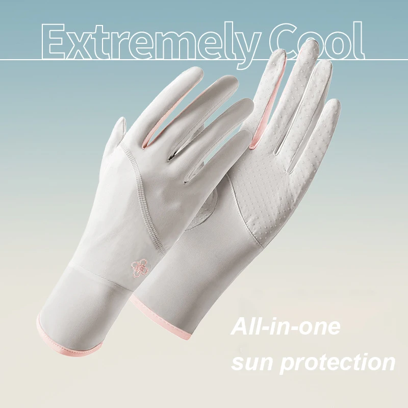 New Women Sunscreen protection gloves ice thin gloves summer UV resistant two finger cool breathable mesh driving non-slip Glove