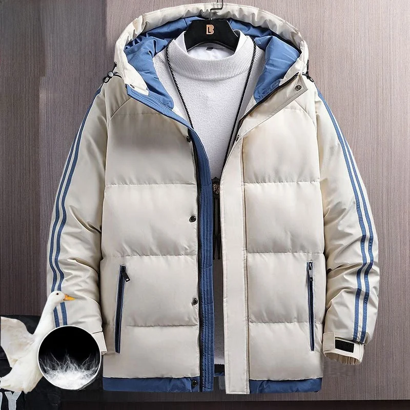 

Men's Winter Thiened Warm Cotton Jaet Hooded down Jaet Faion Urban Sle Long Sve Zipper Closure Polyester Fiber