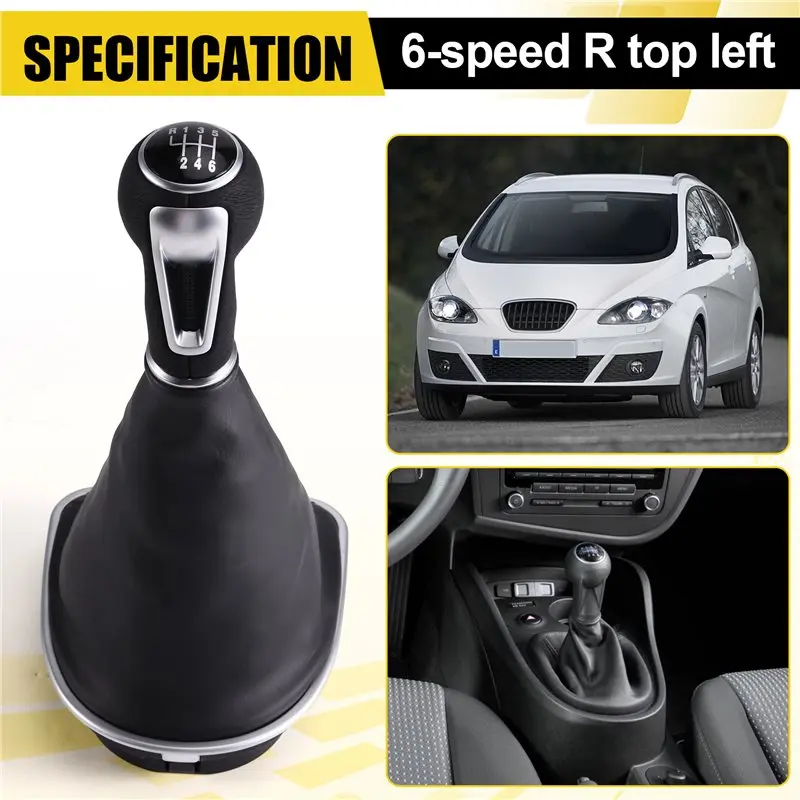 A20K-Car 5 Speed Gear Shift Knob With Boot Cover Shifter Lever Stick For Seat Leon II Toledo III Altea XL 2005-2012 - view 4