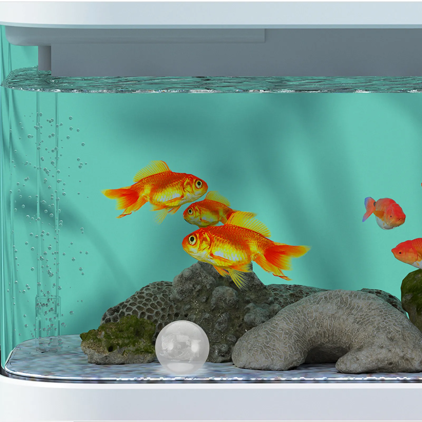 Exquisite Crystal Sphere Water Fountain Bubble Ball Decor for Home Living Room Office Desk Aquarium Fish Tank Tabletop