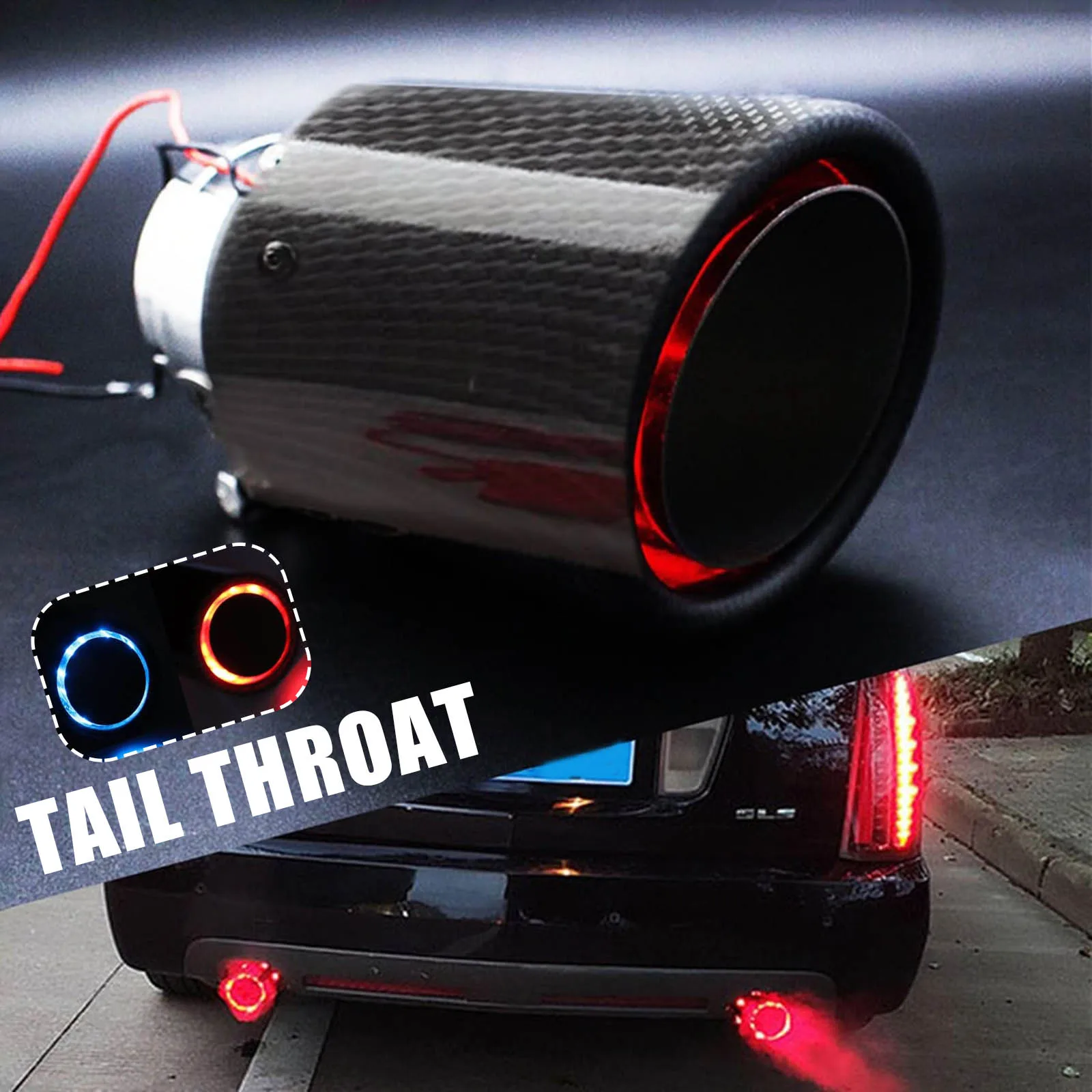 Carbon Fiber LED Exhaust Tip Light-Emitting Car Exhaust Pipe Muffler Tail Pipes With High Temperature Led Light