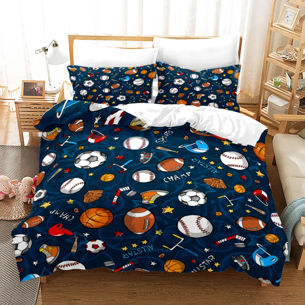 High-quality Rugby Bedding Set 3D Printed Black Breathable Comfortable Duvet Cover Queen Twin Double Single Size with Pillowcase