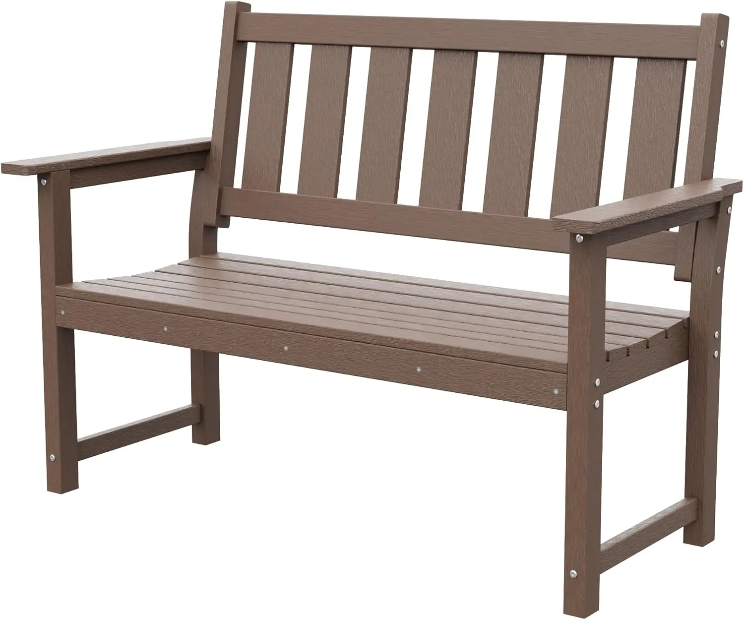 Brown HDPE Weatherproof Outdoor Bench for Porch, Patio, Church, etc., Durable and Multi-Purpose