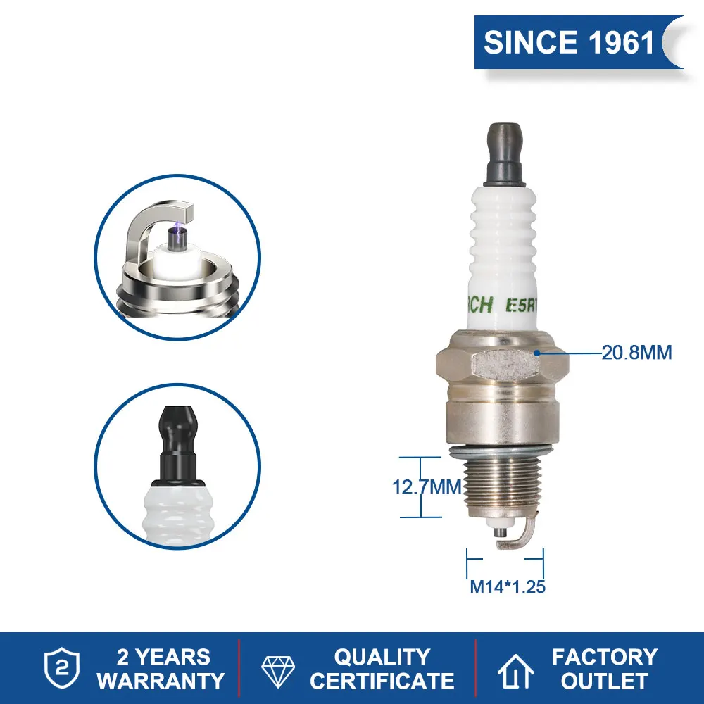 2-8PCS Spark Plug TORCH E5RTCU U-shaped Groove Replace for BPR5HS Honda 98076-55717 Suzuki 09482-00316 0242229589 WR8BC RL95YC