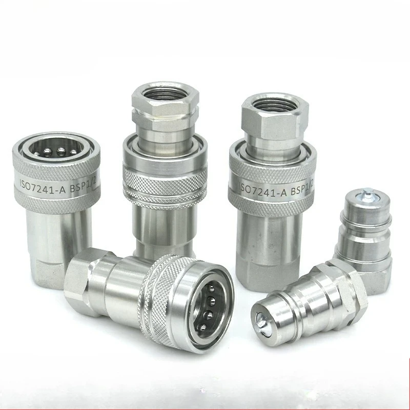 1 Set 1/8 1/4 3/8 1/2 3/4 1 M10X1 M14X1.5 carbon steel Quick Disconnect Hydraulic Couplings / Couplers Close Type Quick Coupling
