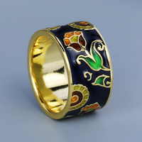 Vintage Ring Foe Women's 925 Silver Stamp Elegant Black Floral Jewelry Handmade Enamel Ring Engagement Ring Couple Rings