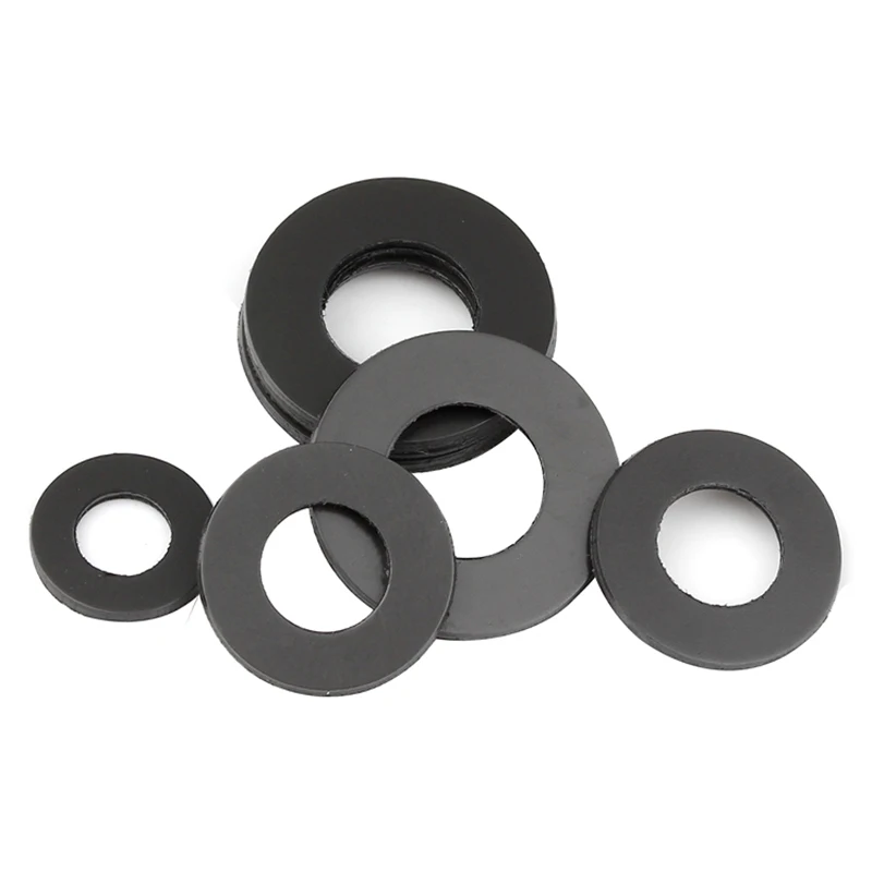 50/ 100pcs 0.3/ 0.5/ 0.8mm Black/ White Plastic Nylon Ultrathin Washer Flat Ring Seal Washer Gasket M2 M2.5 M3 M4 M5 M6 M8 M10