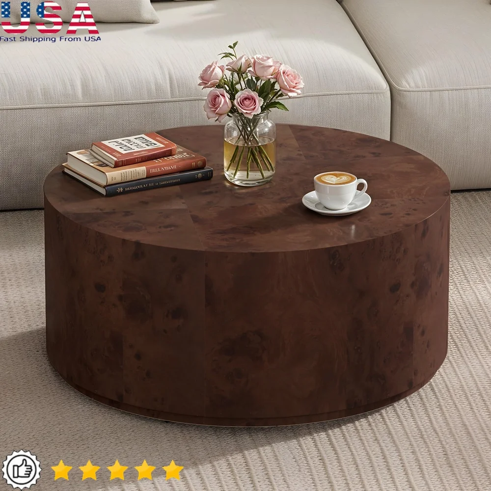 

Журнальный столик из натурального древесины, 35 дюймов, устойчивый к пятнам, центральный стол из массива дерева, гостиная, домашний офис, элегантный дизайн