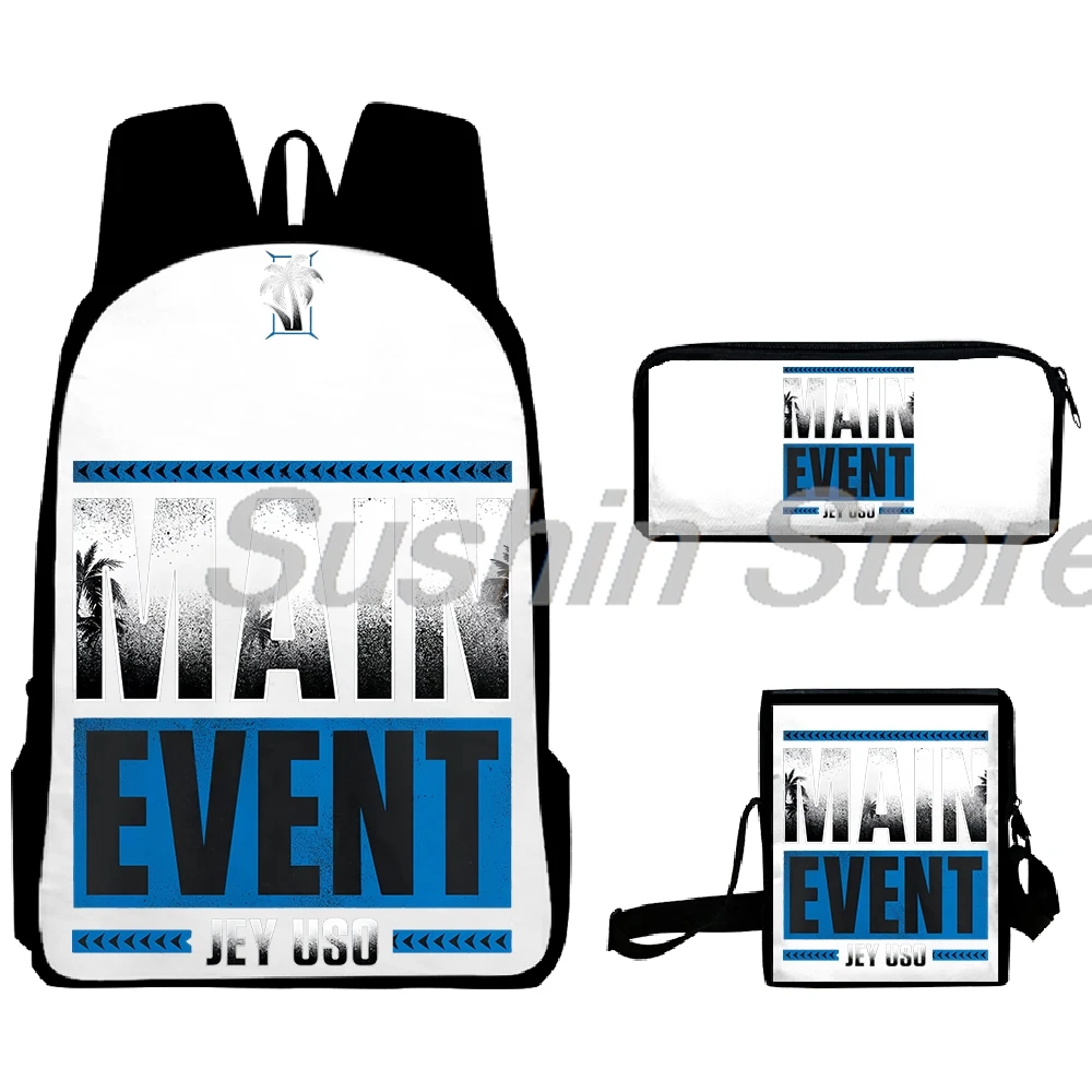 Jey Uso Main Event Merch zaino 3 pz/set zaino borsa a tracolla donna uomo Casual Daypack borse da viaggio zaino Unisex