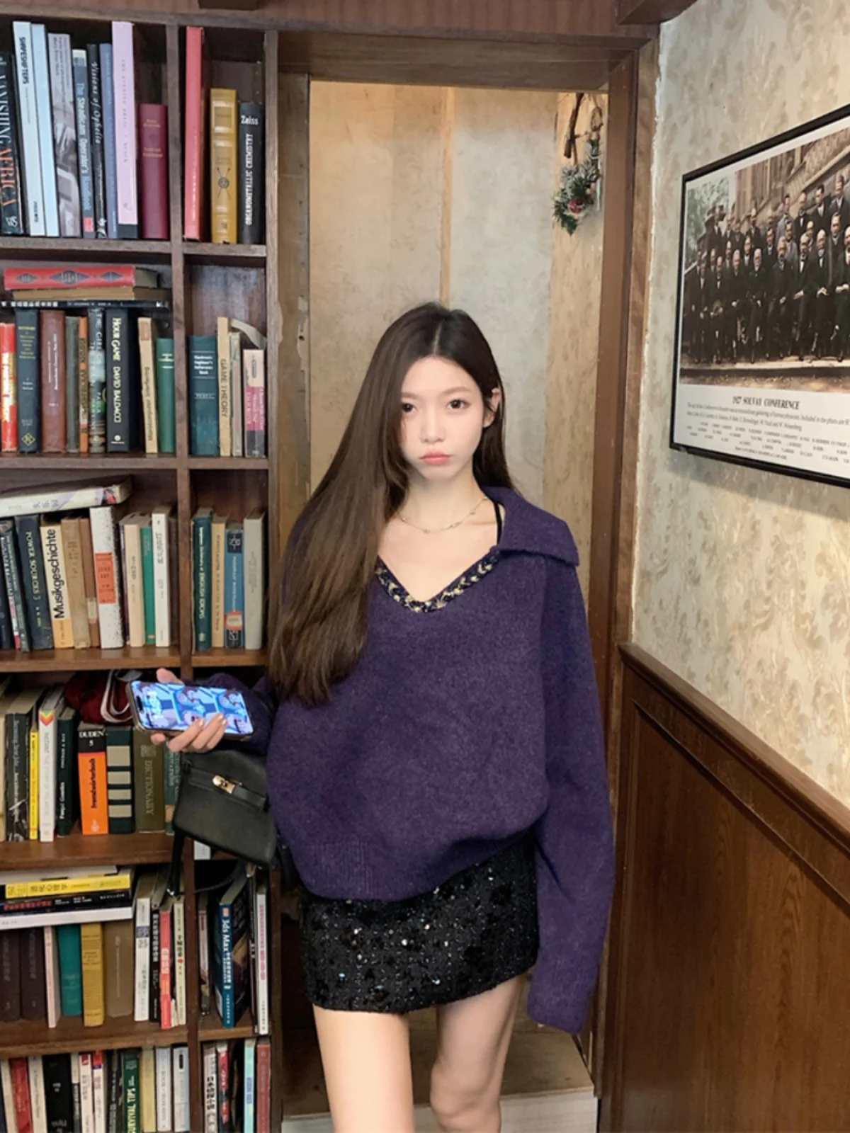 Simple Basic แฟชั่น Street ผู้หญิง Pullovers ภาษาฝรั่งเศสคําใหม่สีทึบ Casual ผู้หญิง Pullovers สีข้าวโอ๊ตสีเทาสีแดงสีม่วงถัก Top