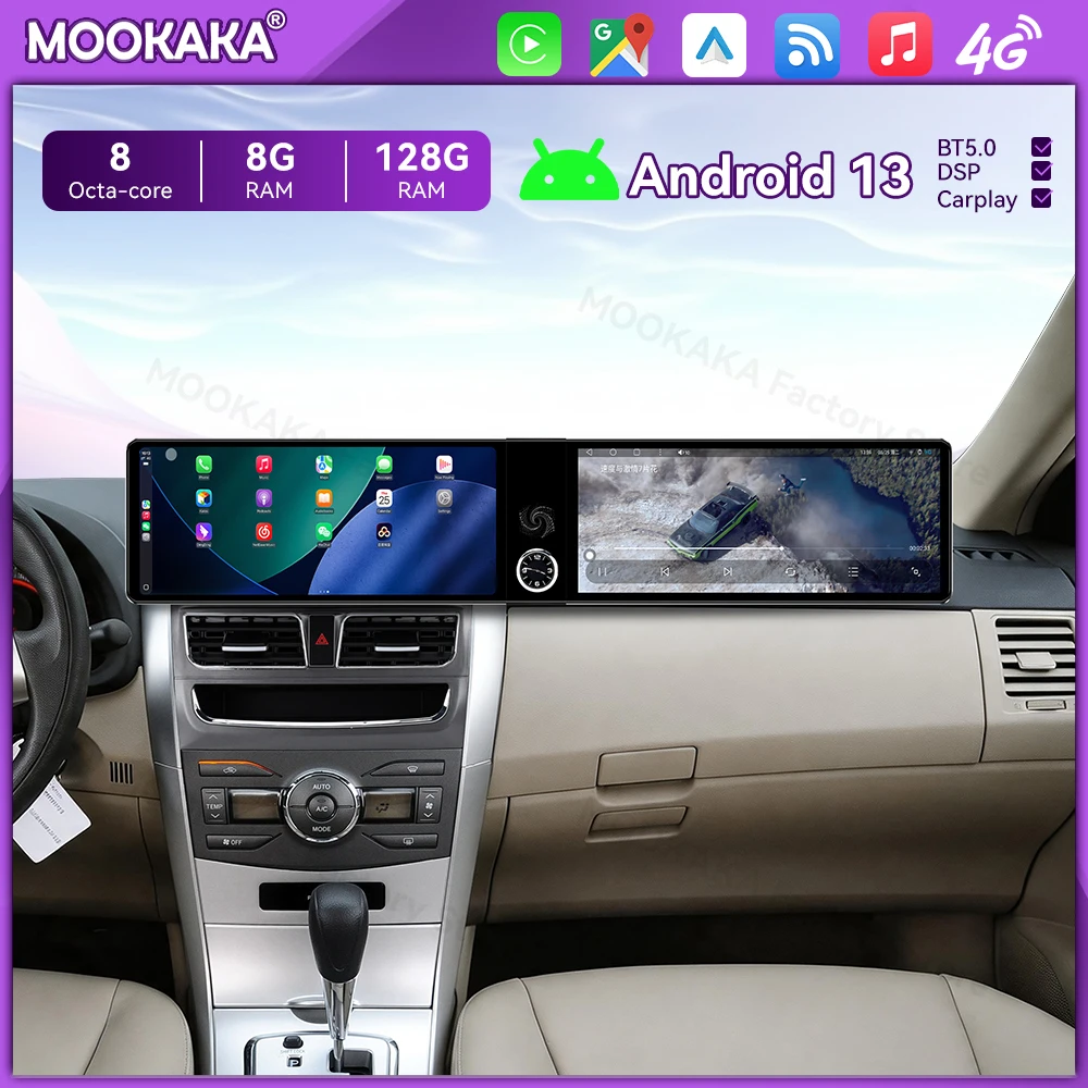 Android Radio For Toyota Corolla base model 2006-2013 Dual Screen GPS Multimedia Navigation Stereo Receiver player IPS Head Unit