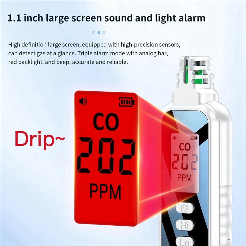 A41Z-เครื่องตรวจจับคาร์บอนมอนอกไซด์แบบพกพาสําหรับการเดินทาง, จอแสดงผล LCD CO มือถือพร้อมแบตเตอรี่ AAA 2 ก้อน, Durab (สีดํา)