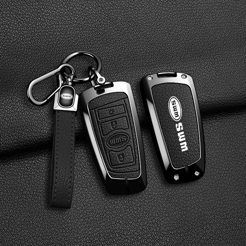 3 Button Zinc Alloy Leather Car Key Case Cover For SWM X3 X7 G05PRO Big Tiger X3 Iron Man G01 G01FF Protector Keychain Accessory
