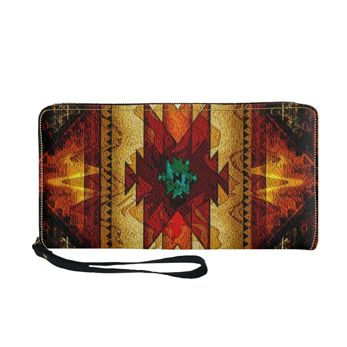 Tribal Wallet Gift for People Multifunction PU Leather Women Travel Purse Zip Around Card Holder Casual Long Credit Party Clutch