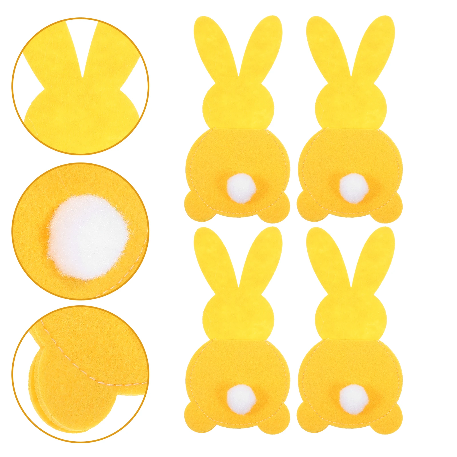 

4pcs Rabbit Shape Cutlery Bag Bunny Fork Pouches Ears Tableware Holder Cloth Storage Easter Party Theme