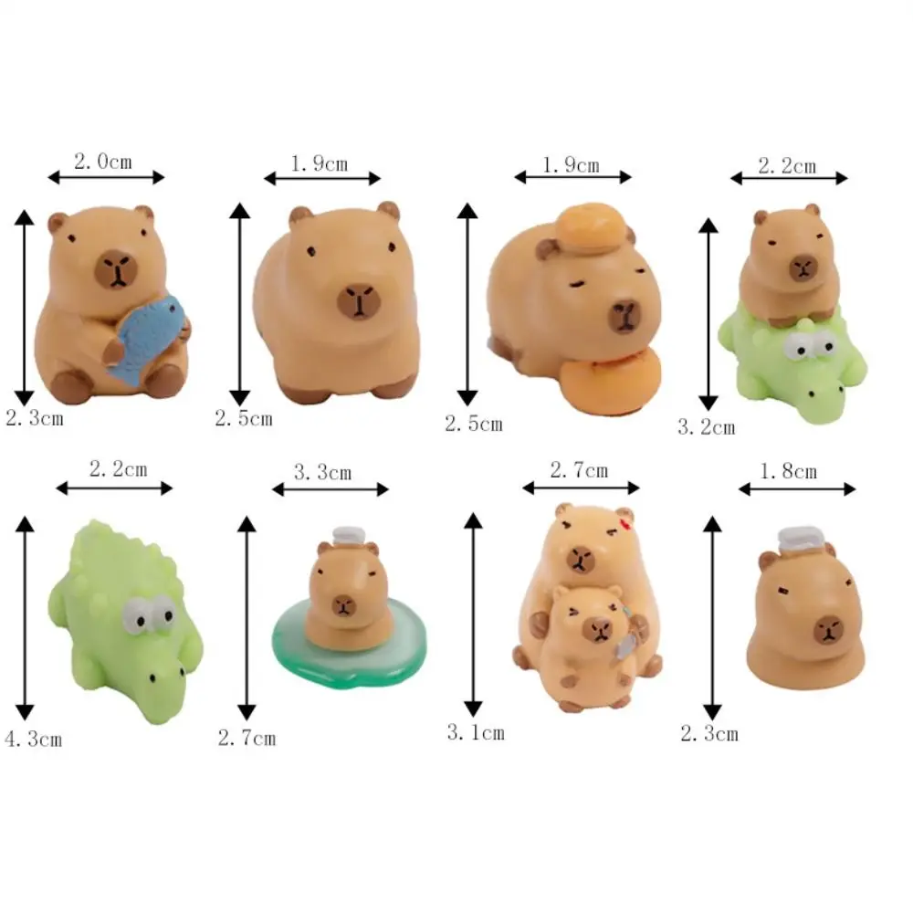 Resin Cartoon Capybara Statue Multicolor DIY Miniature Capybara Figurines Dollhouse Decoration Micro Landscape