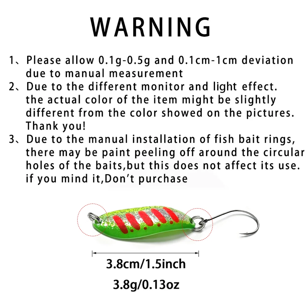 Dohna 1 Stück Peche Leurre Pesca 3,8g 38mm Bunter Löffelköder Spinne Rbait Kupfer Metall Angelköder für Forelle, Hecht, Barsch, Lachs – Detail 2
