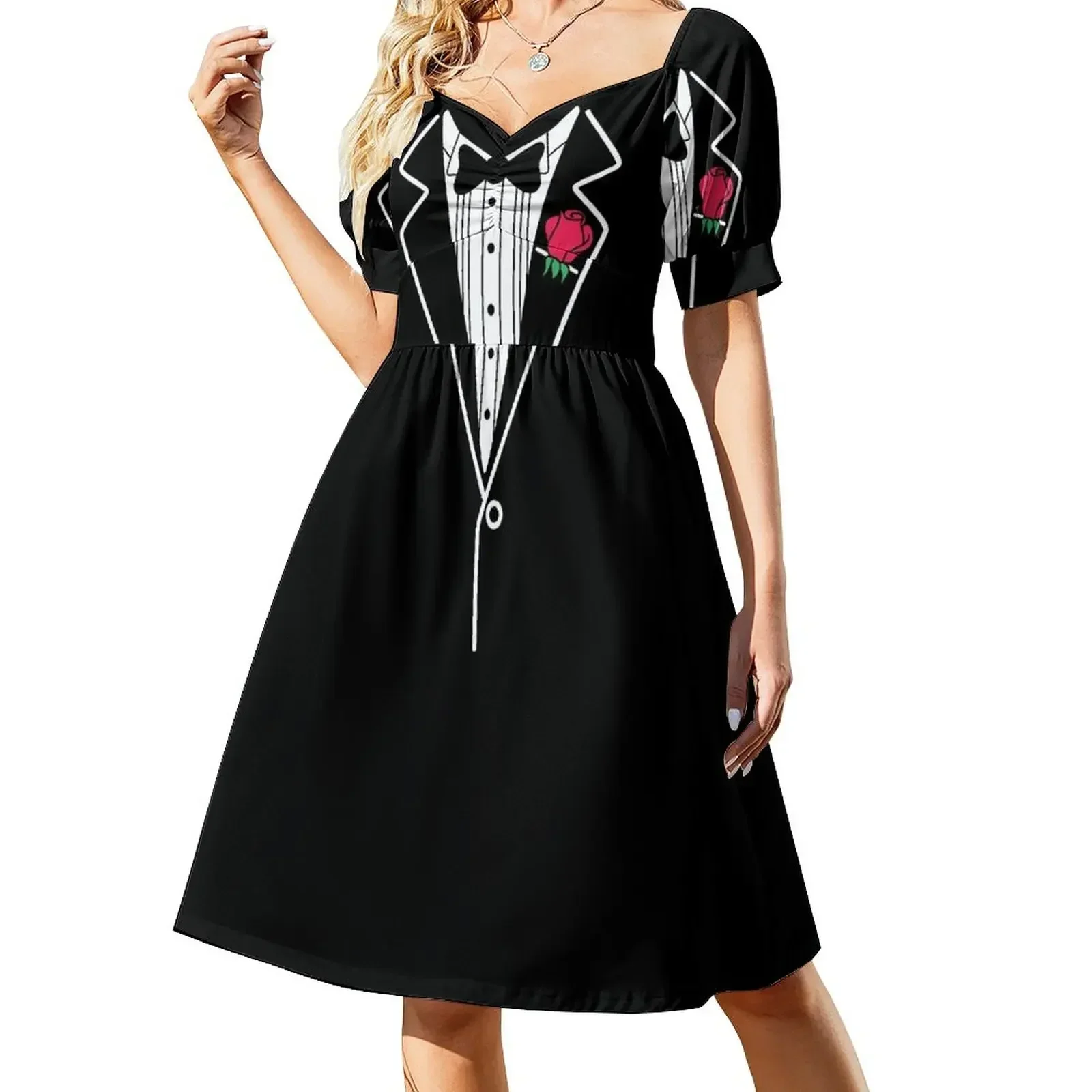 

Tux Tee Short-Sleeved Dress wedding guest dress 2025 summer dress