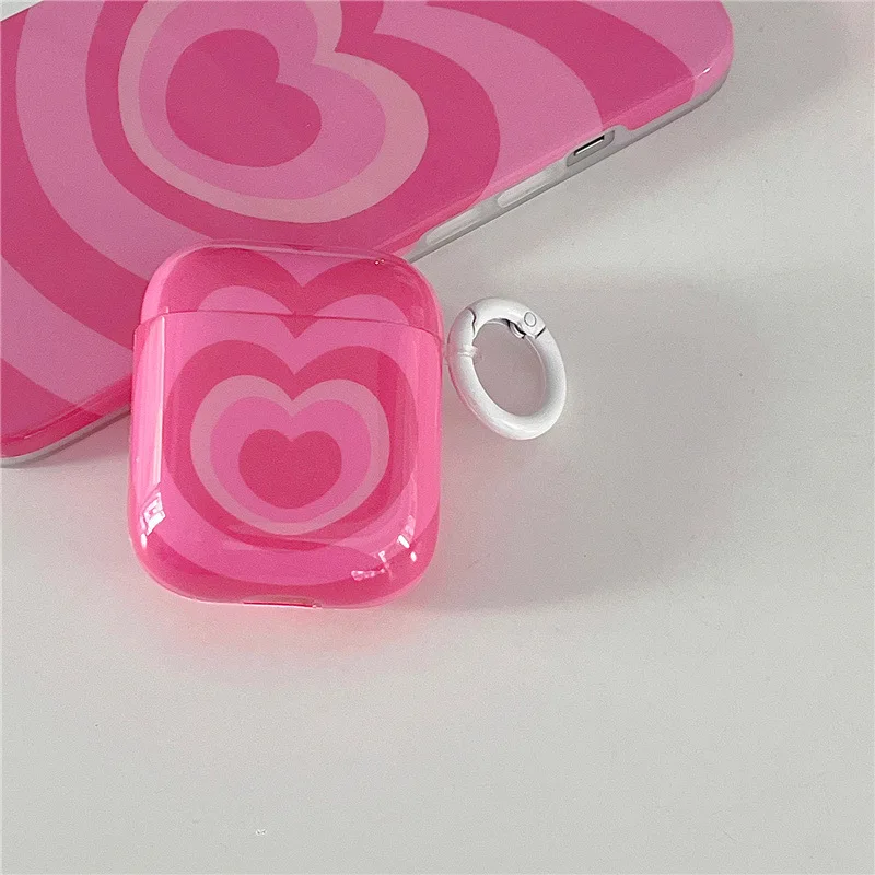 

Cute Love Heart Earphone Cover for AirPods 1 2 3 4 Pro 2 Pro with Ring Headphone Case