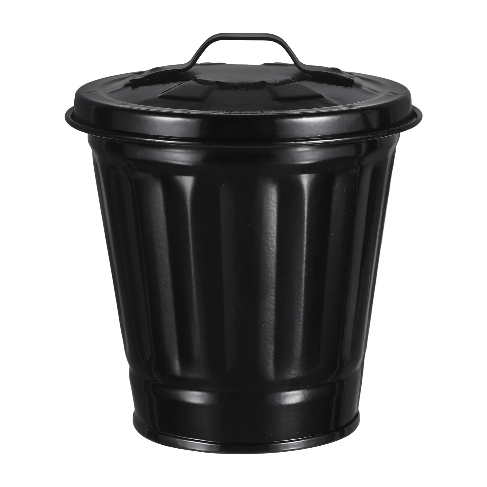 

Creative Desktop Mini Metal Garbage Can Small Trash Bin With Lid Compact Countertop Flowerpot Pencil Pail For Home Office Black