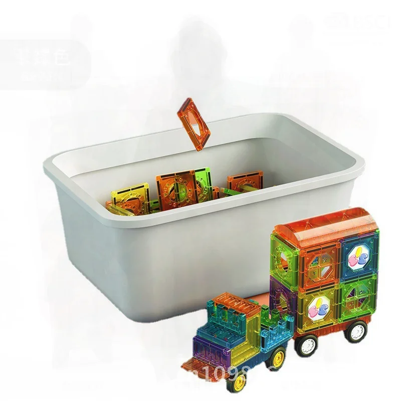 Magnetyczne klocki konstrukcyjne z kolorowymi okienkami, DIY, duży tor z kulkami, zabawki do łączenia dla dzieci w wieku 3-6 lat - Emocje i wzrok