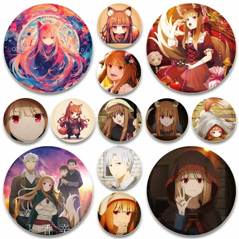 Spice and Wolf Anime Button Pins Cartoon Handmade Badge Round DIY Creative Brooches for Backpack Jewelry Accessories Gifts