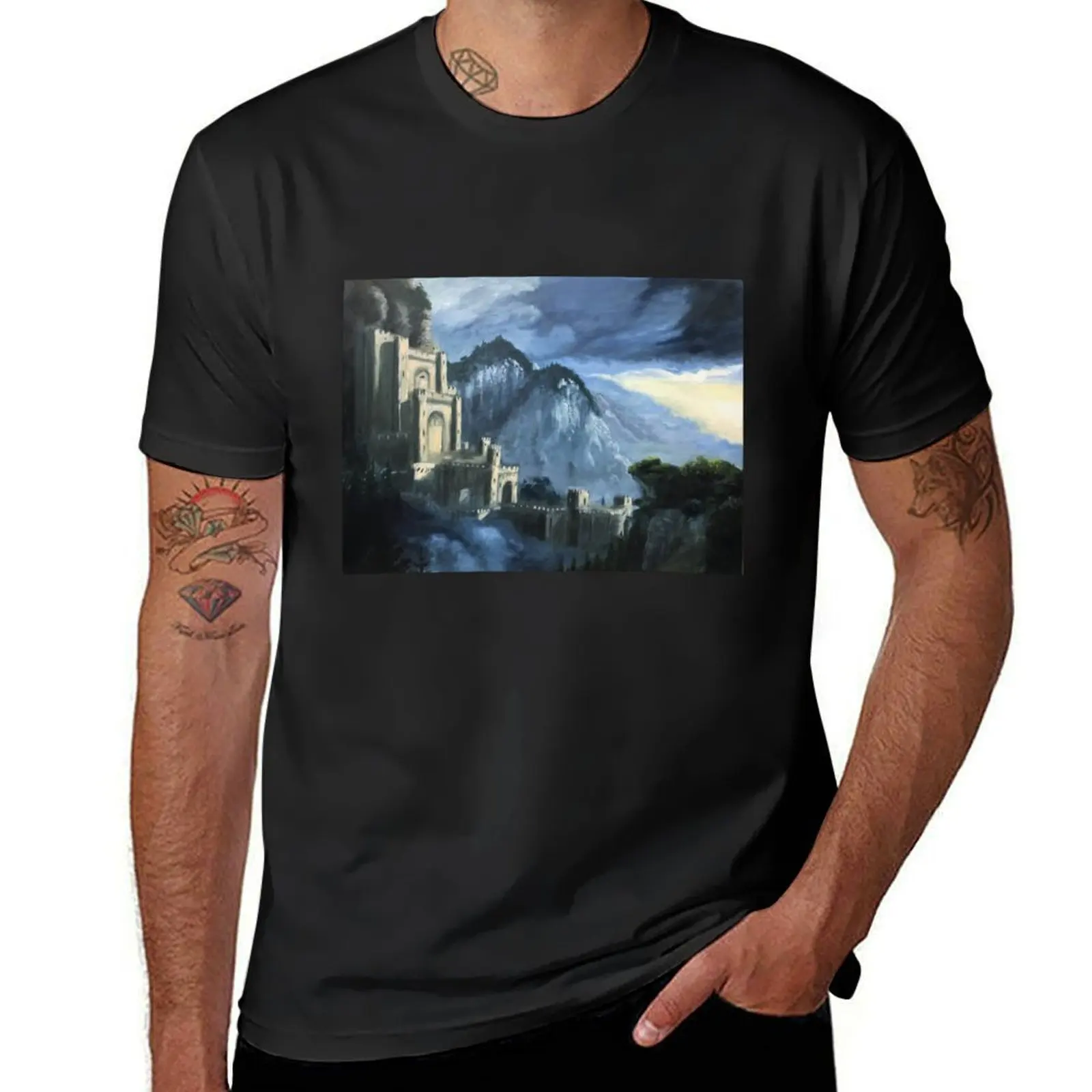 Kaer Morhen Oil Painting T-Shirt blanks sublime kawaii clothes mens t shirt