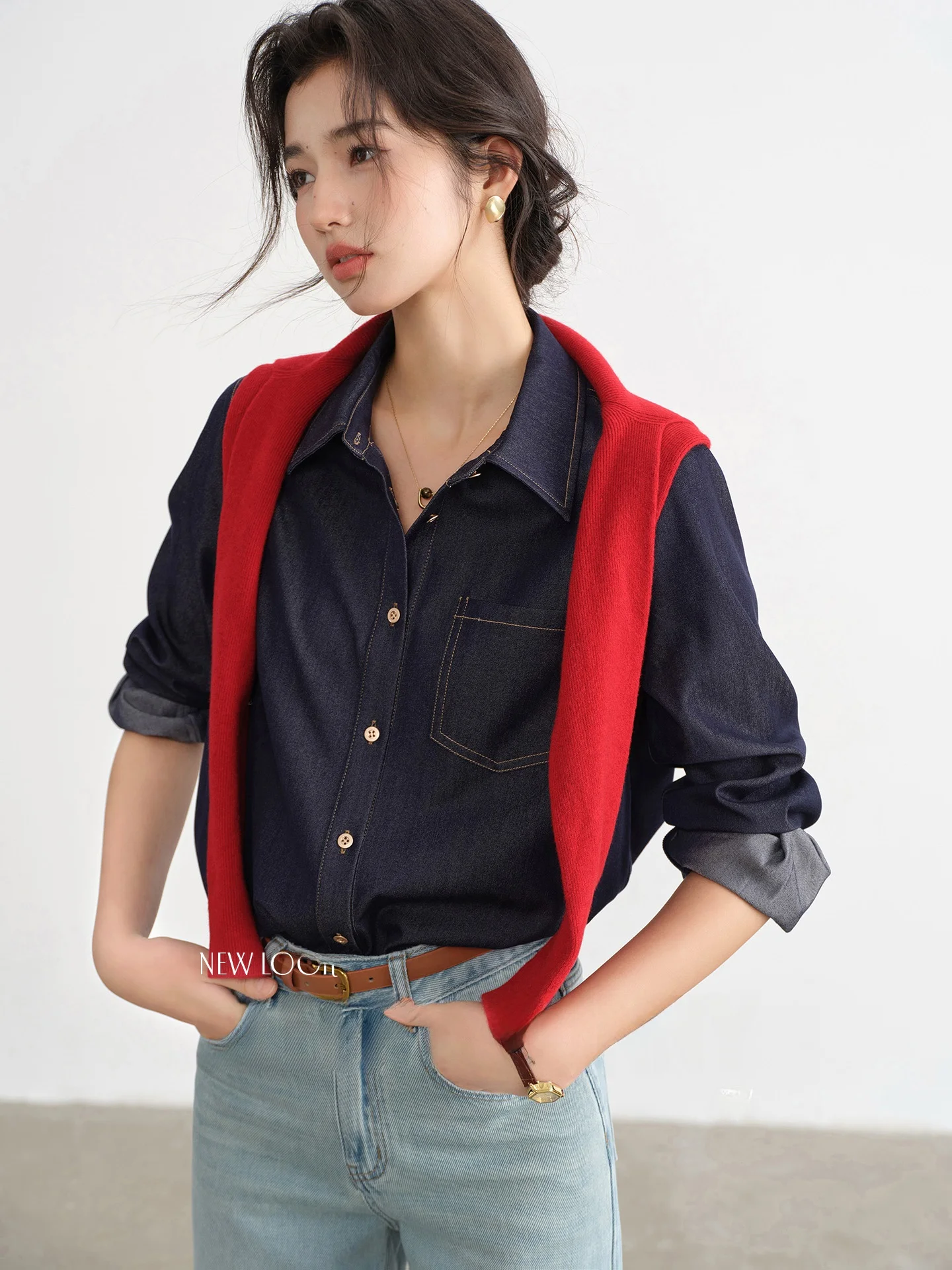

bunny Casual Sle Women's Denim irt Inner Wear Layering Vintage Leisure oulder Top Polyester Viscose Spandex Blend