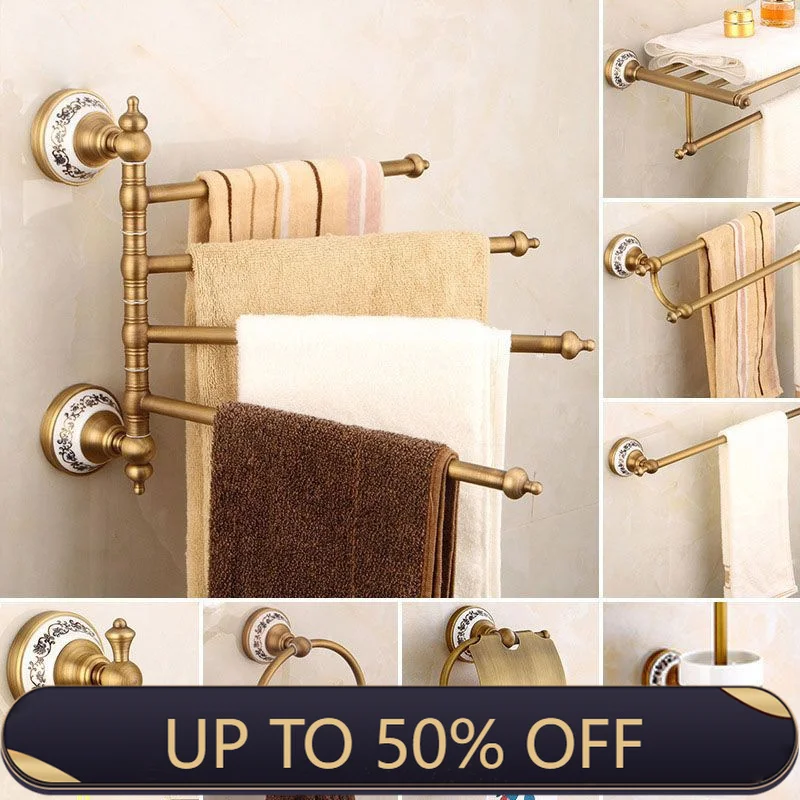 Porcelain Base Bathroom Hardware Set Towel Rack Toothbrush Holder Toilet Roll Paper Holder Soap Dish Wall Mounted Bronze
