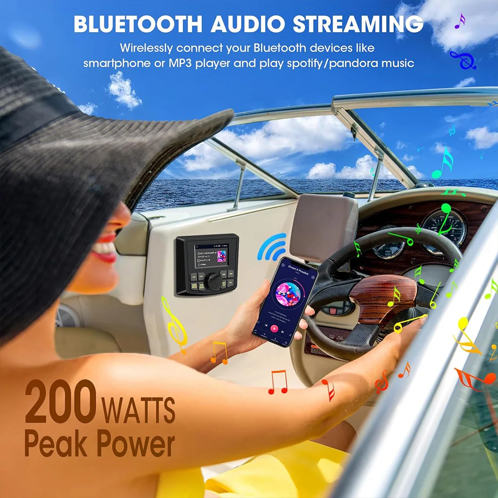 Marine MP5 Radio SPA RZR Bluetooth AM FM UTV RDS Multimedia Video Player 3-inch Screen AU-X