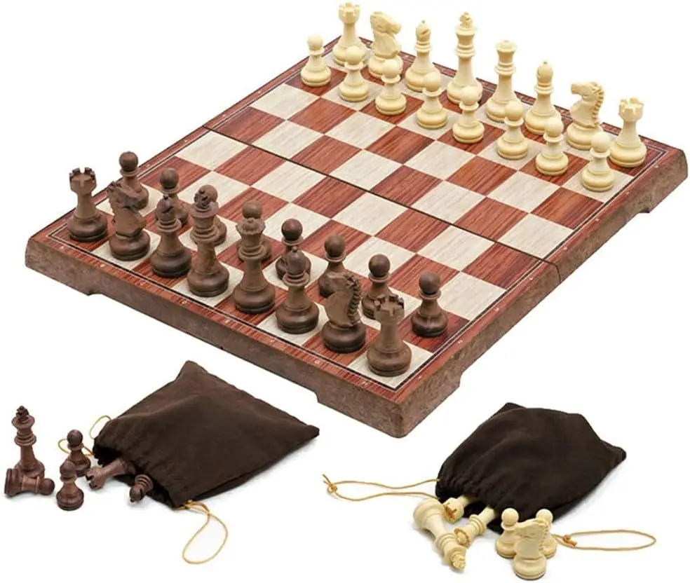 

Magnetic Folding Chess Set, 11'x9.64', Portable Travel Game with Storage Bags for Kids & Adults