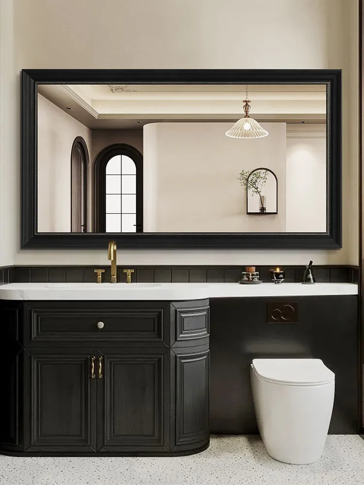 

BOLEN American luxury framed bathroom mirror wall mounted retro toilet toilet mirror waterproof silver mirror