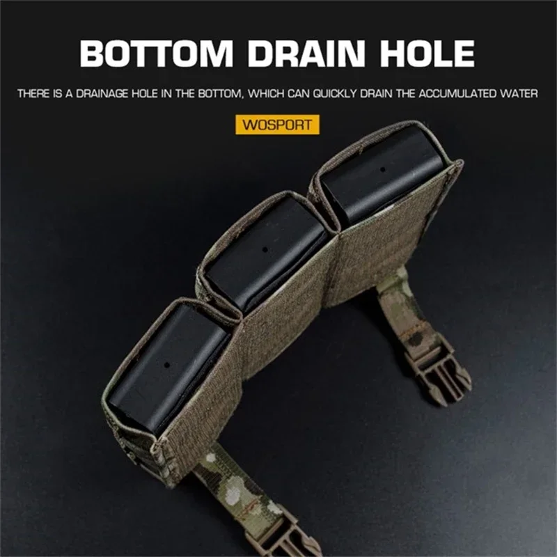 ERQYGRA ยุทธวิธี MOLLE FAST 7.62 Triple MAG POUCH ยาวแผงด้านหน้าอุปกรณ์เสริมระบบเอวกระเป๋ายิง HOLSTER การล่าสัตว์กลางแจ้ง