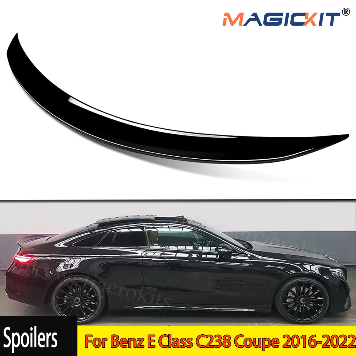 

For Benz C238 W238 E400 Coupe 16+ AMG Style Rear Trunk Spoiler Wing Gloss Black