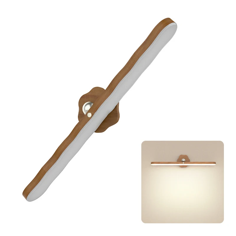 Houten LED-nachtlampje Draagbare spiegel Front Fill Lights Oplaadbare magnetische wandlamp voor aanraakschakelaar Slaapkamer Nachtkastje Decor