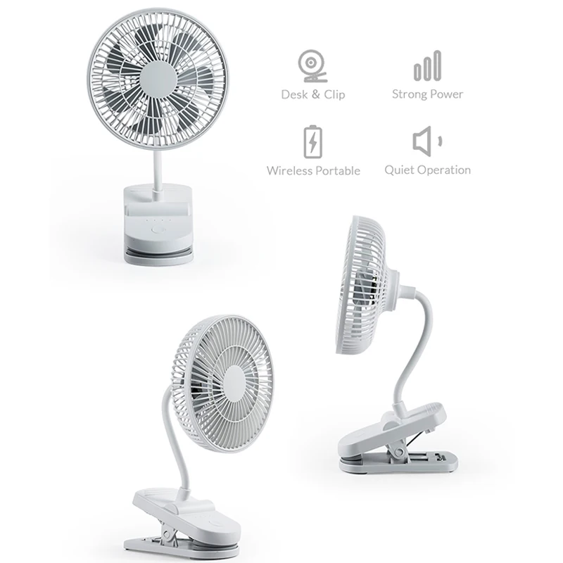 Xiaomi Youpin Clip Lazy Fan Portable 4 Speed Silent Mini Cooling Desk Fan 1800mAh Summer Student Electric Wireless Stroller Fans