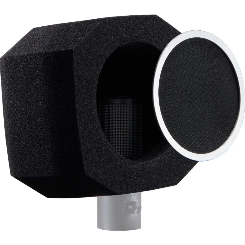 Microphone Windscreen Dual-Layered Acoustic Foam Pop Filter Vocal Isolation Booth Noise Reduction Accessory