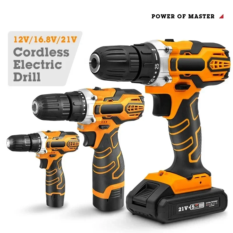 

12V 16.8V 21V Cordless Electric Drill Charging Drill Wireless Electric Screwdriver Driver Hammer Drill Lithium-Ion Power Tools