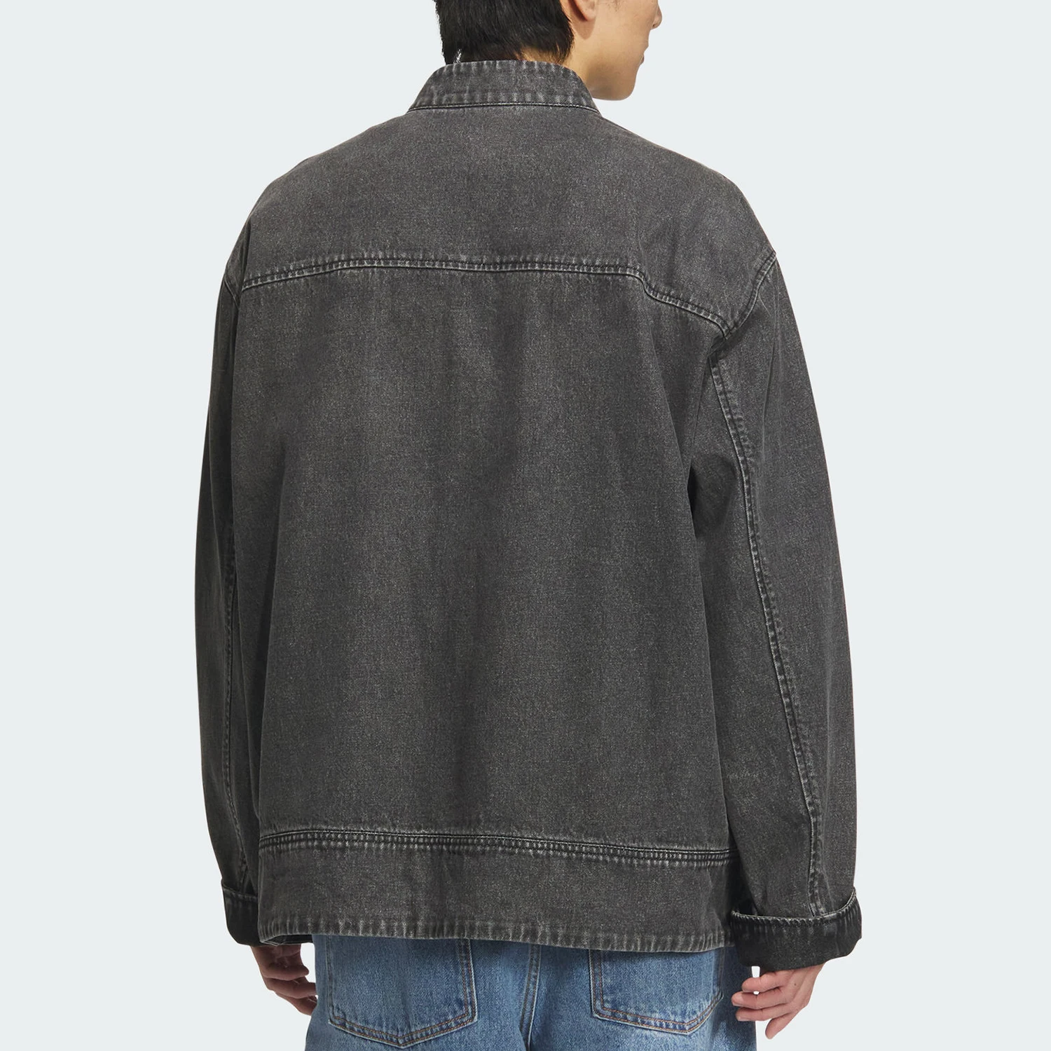 Adidas Official Genuine Unisex Stand Collar Denim Loose Tang Suit Jacket JY8275
