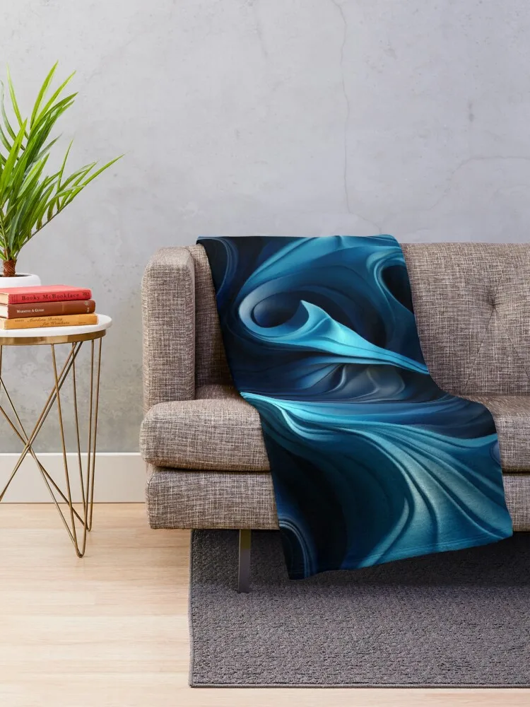 Blue Surreal Waves: Metafisica Drapery Art Throw Blanket Polar Bed covers Hairys Blankets